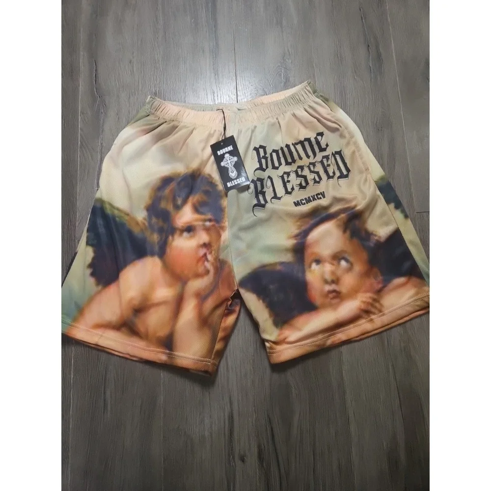 BOURNE BLESSED Angels All Over Print‎ Mens 2XL Shorts W/liner New With Tags 1329